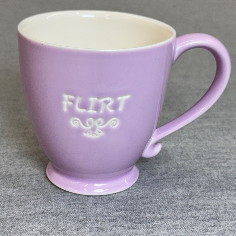 Starbucks 2006 Lavender Purple Flirt Embossed Coffee Mug 15 oz Pedestal Base